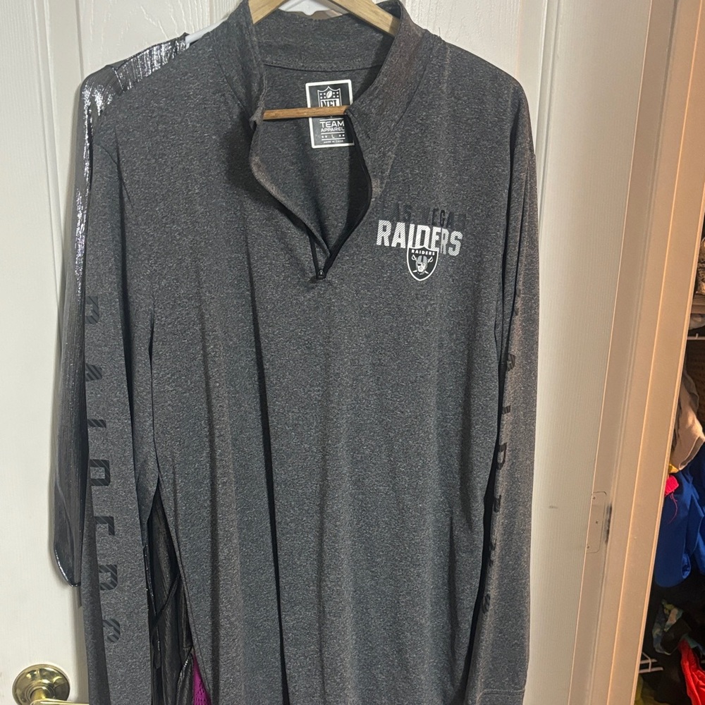 Raiders Charcoal Zip-Up Sweater